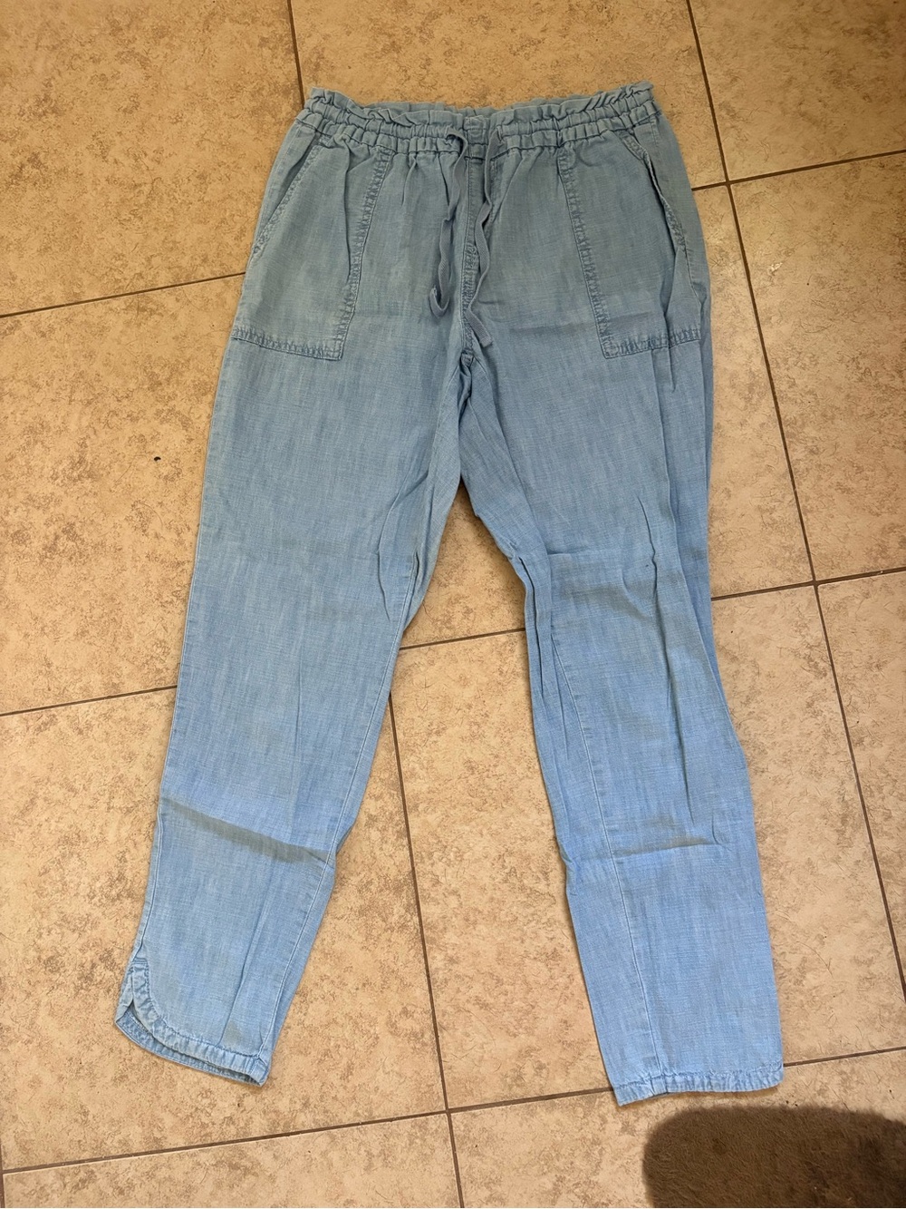 Light Blue Casual Drawstring Pants